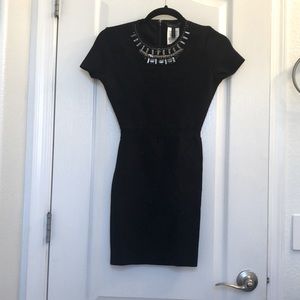 BCBG XS Bodycon Black Open Back Beaded Dress